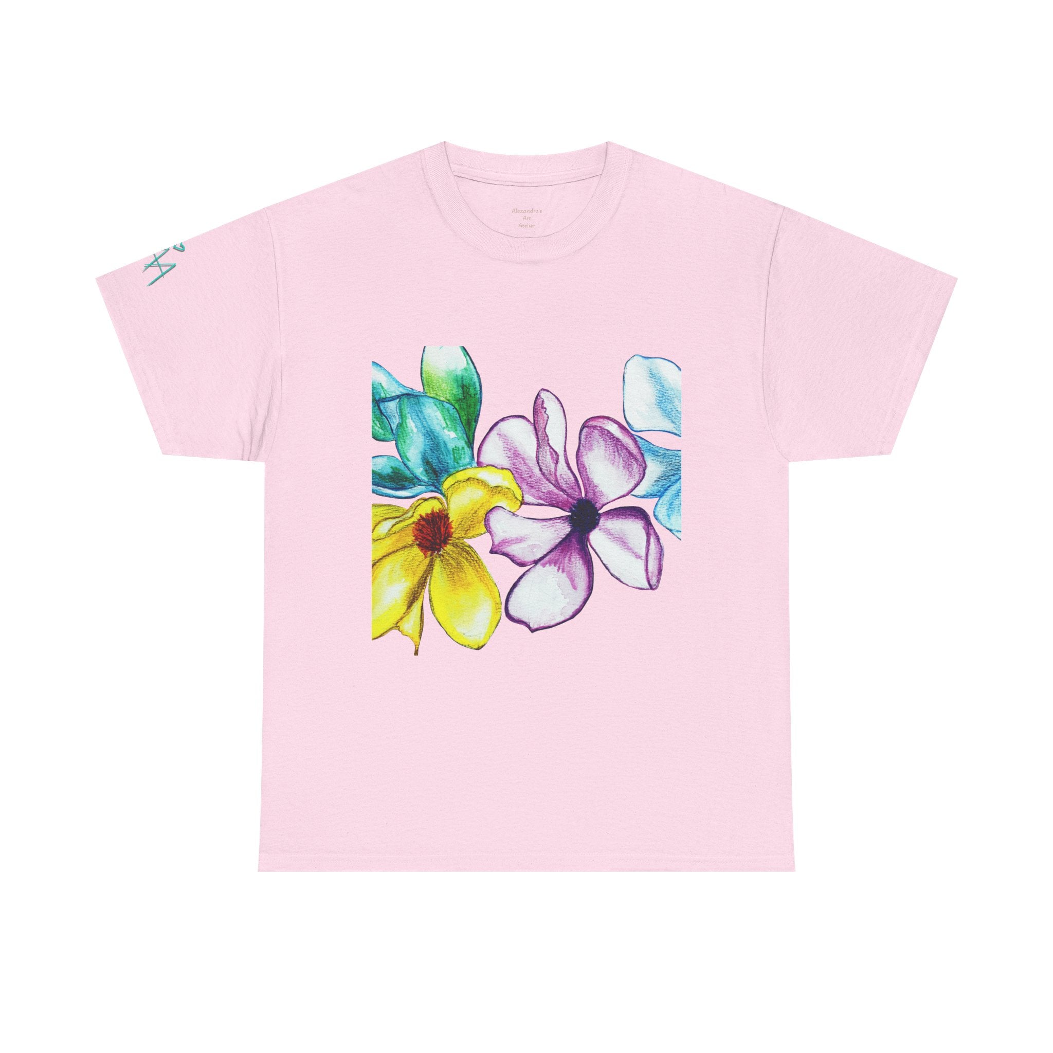 Watercolor Floral Art T-Shirt — Bright Real Flower Painting Tee
