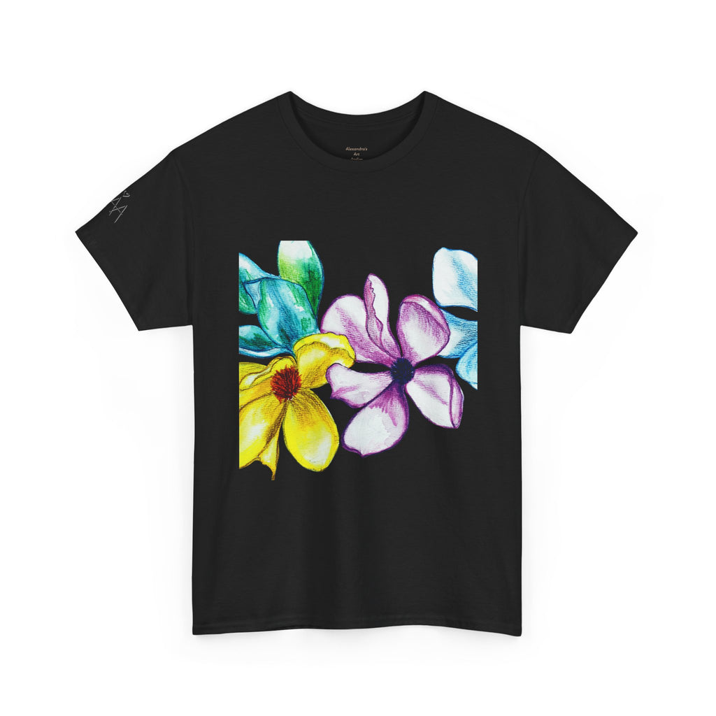 Watercolor Floral Art T-Shirt — Bright Real Flower Painting Tee