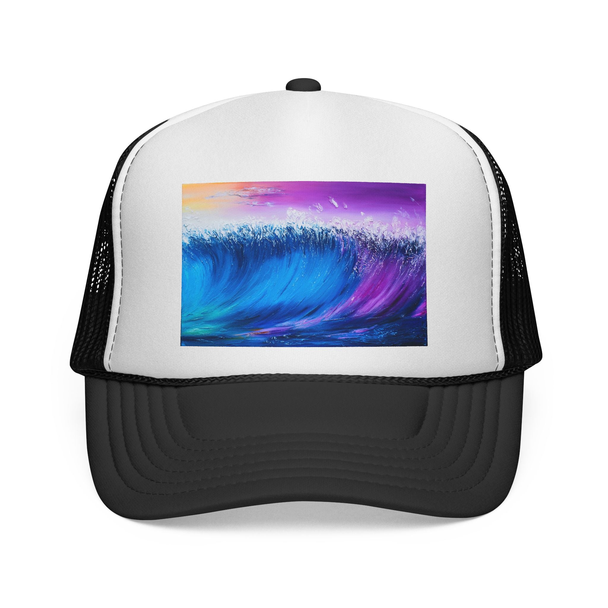 Ocean Wave Trucker Cap — Colorful Surf Art Mesh Hat