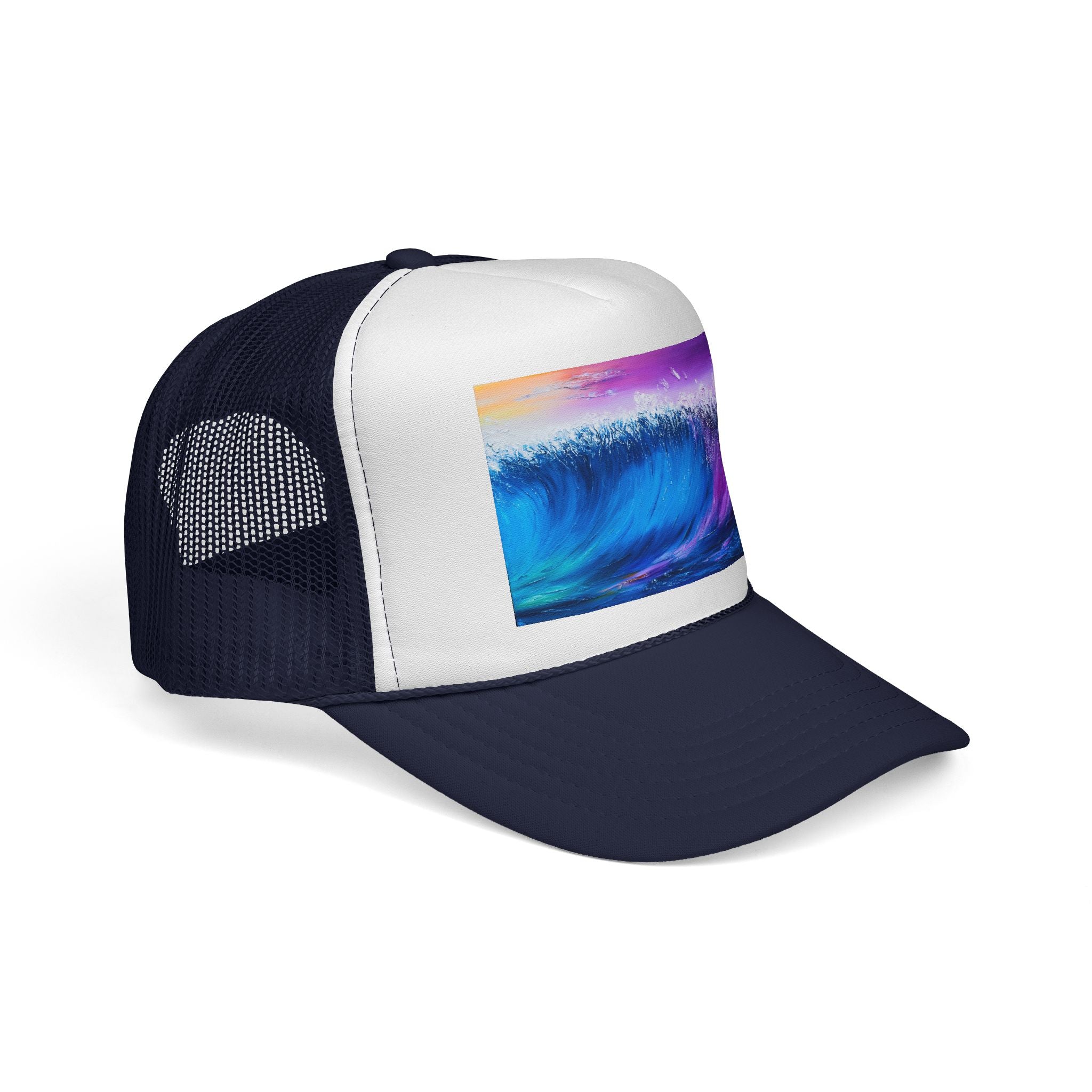 Ocean Wave Trucker Cap — Colorful Surf Art Mesh Hat
