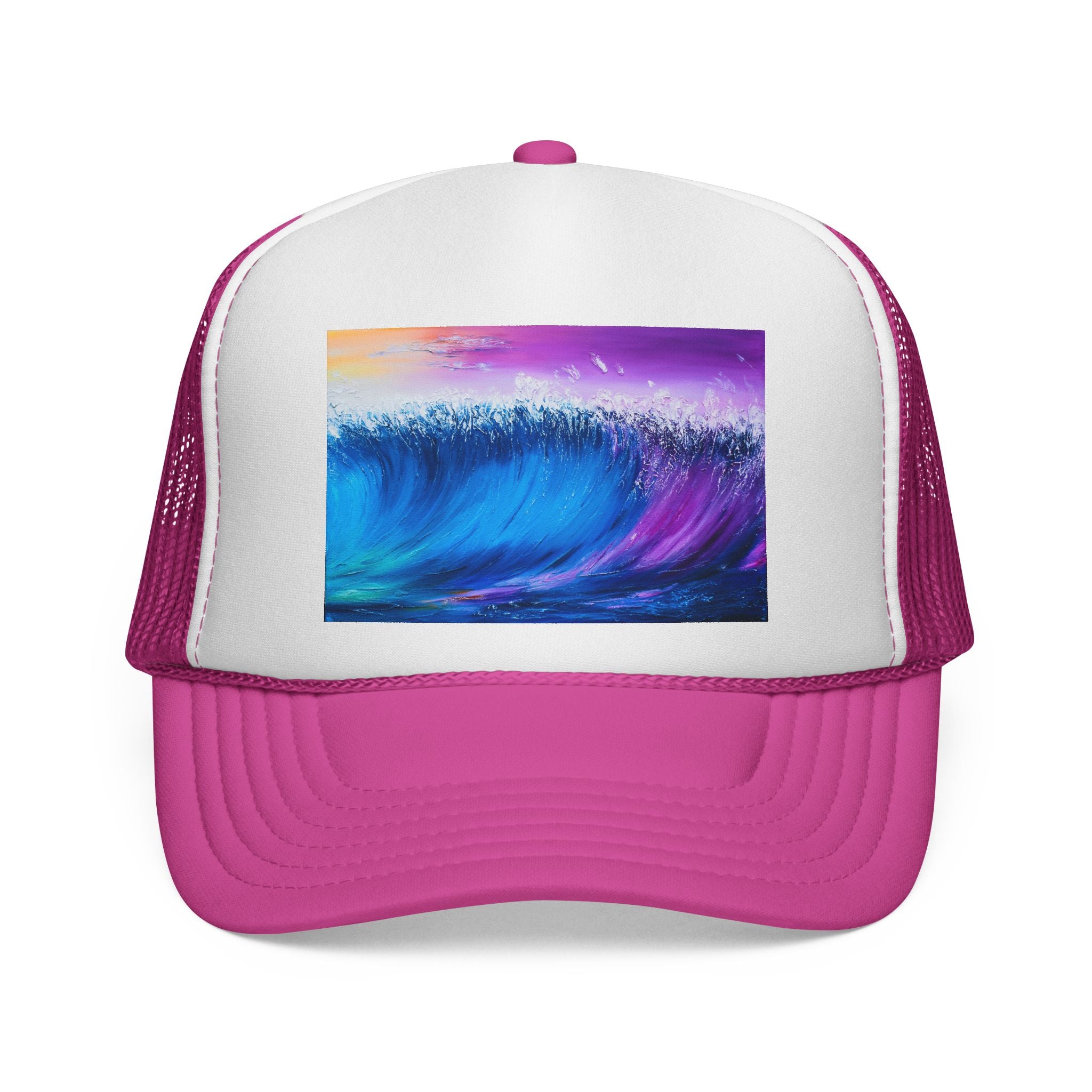 Ocean Wave Trucker Cap — Colorful Surf Art Mesh Hat
