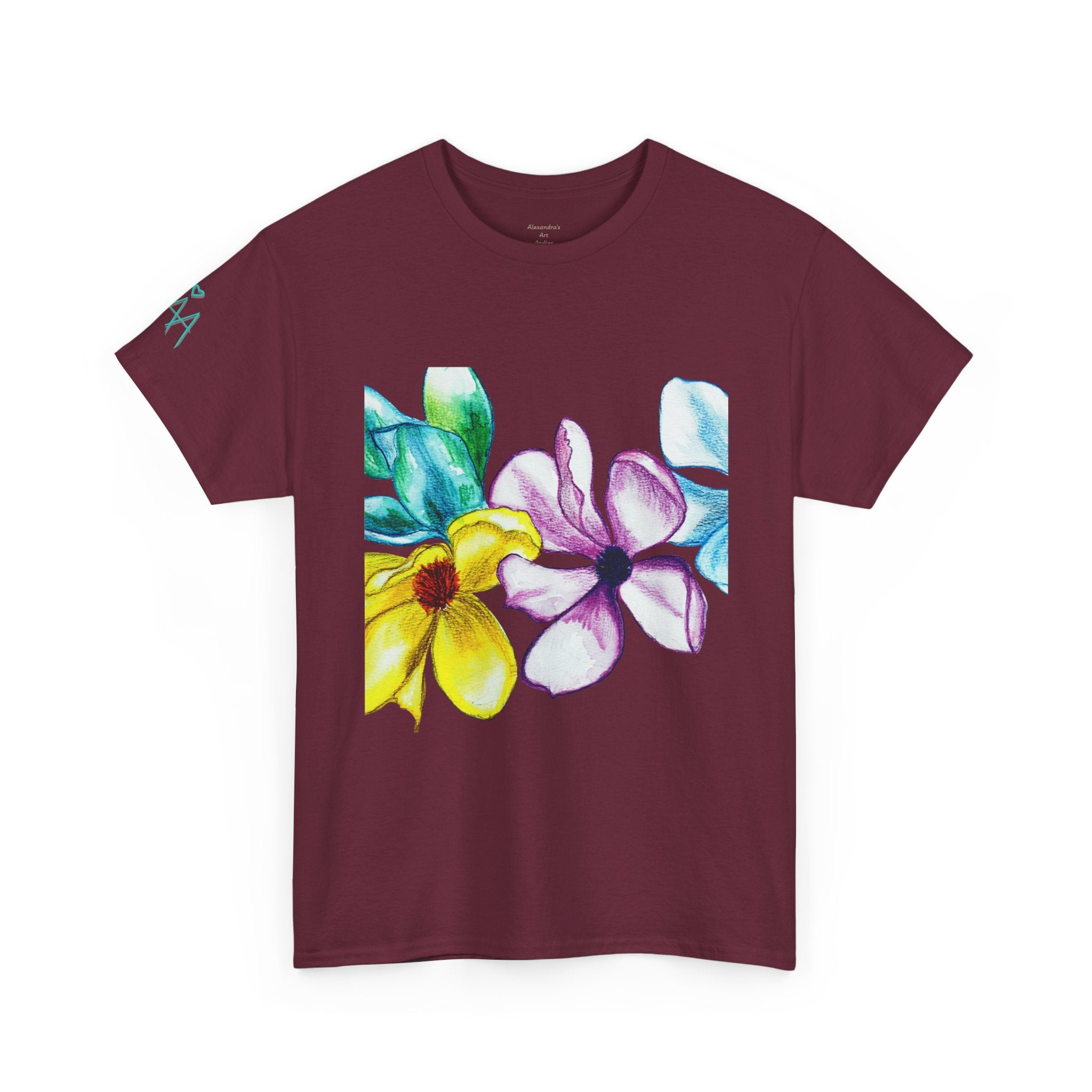 Watercolor Floral Art T-Shirt — Bright Real Flower Painting Tee