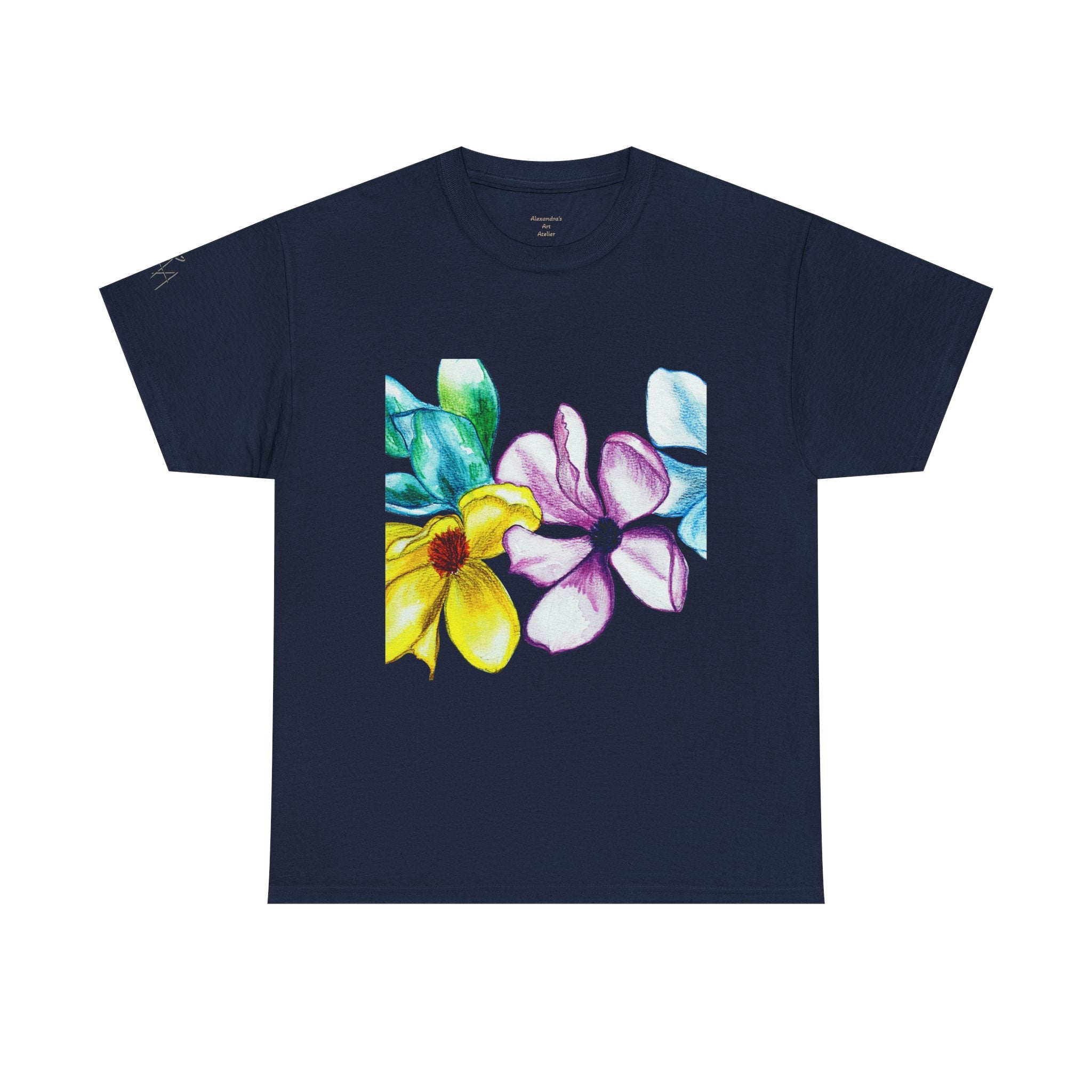 Watercolor Floral Art T-Shirt — Bright Real Flower Painting Tee
