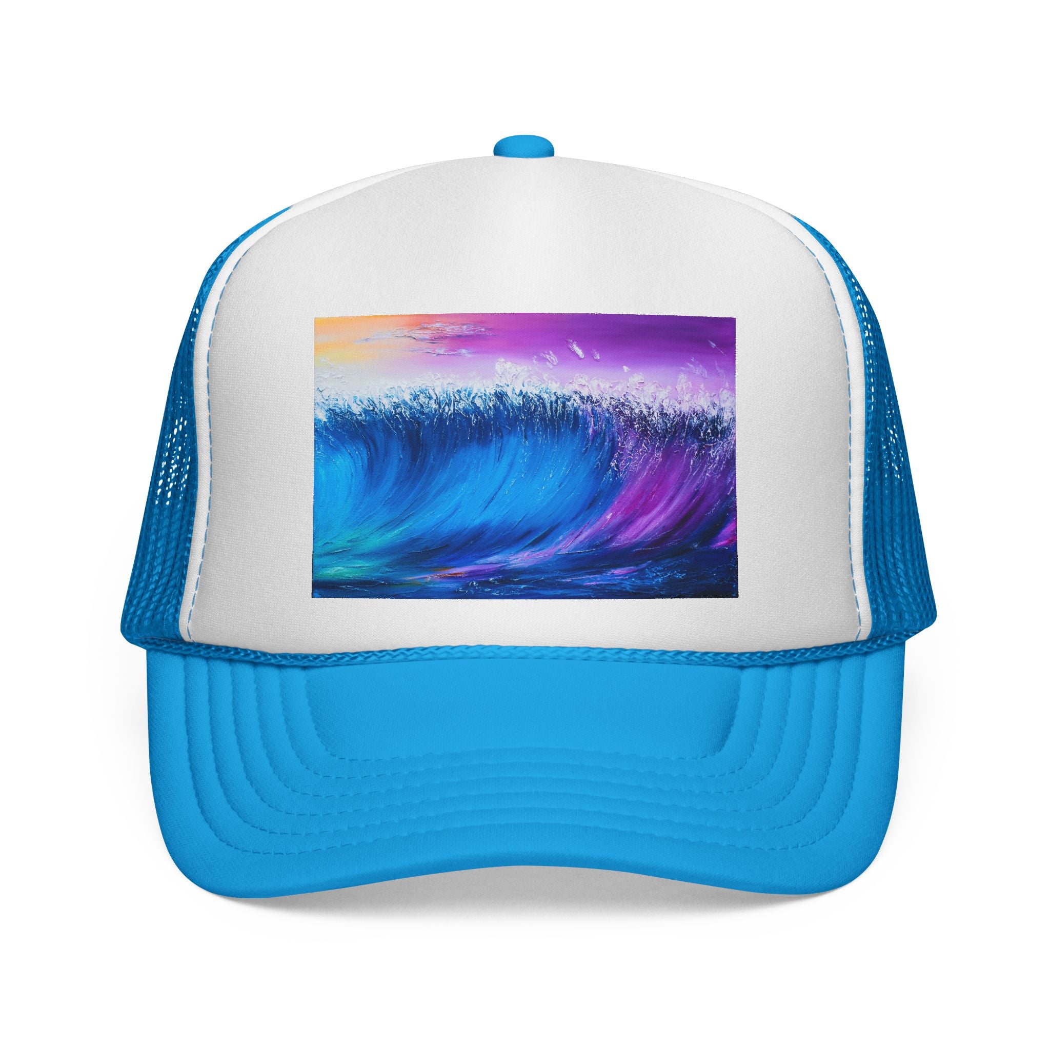 Ocean Wave Trucker Cap — Colorful Surf Art Mesh Hat