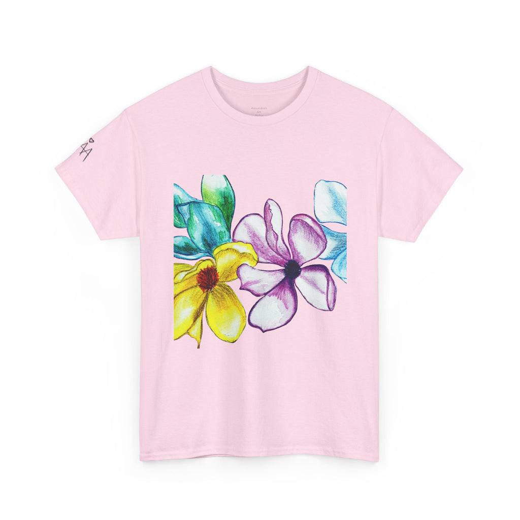 Watercolor Floral Art T-Shirt — Bright Real Flower Painting Tee