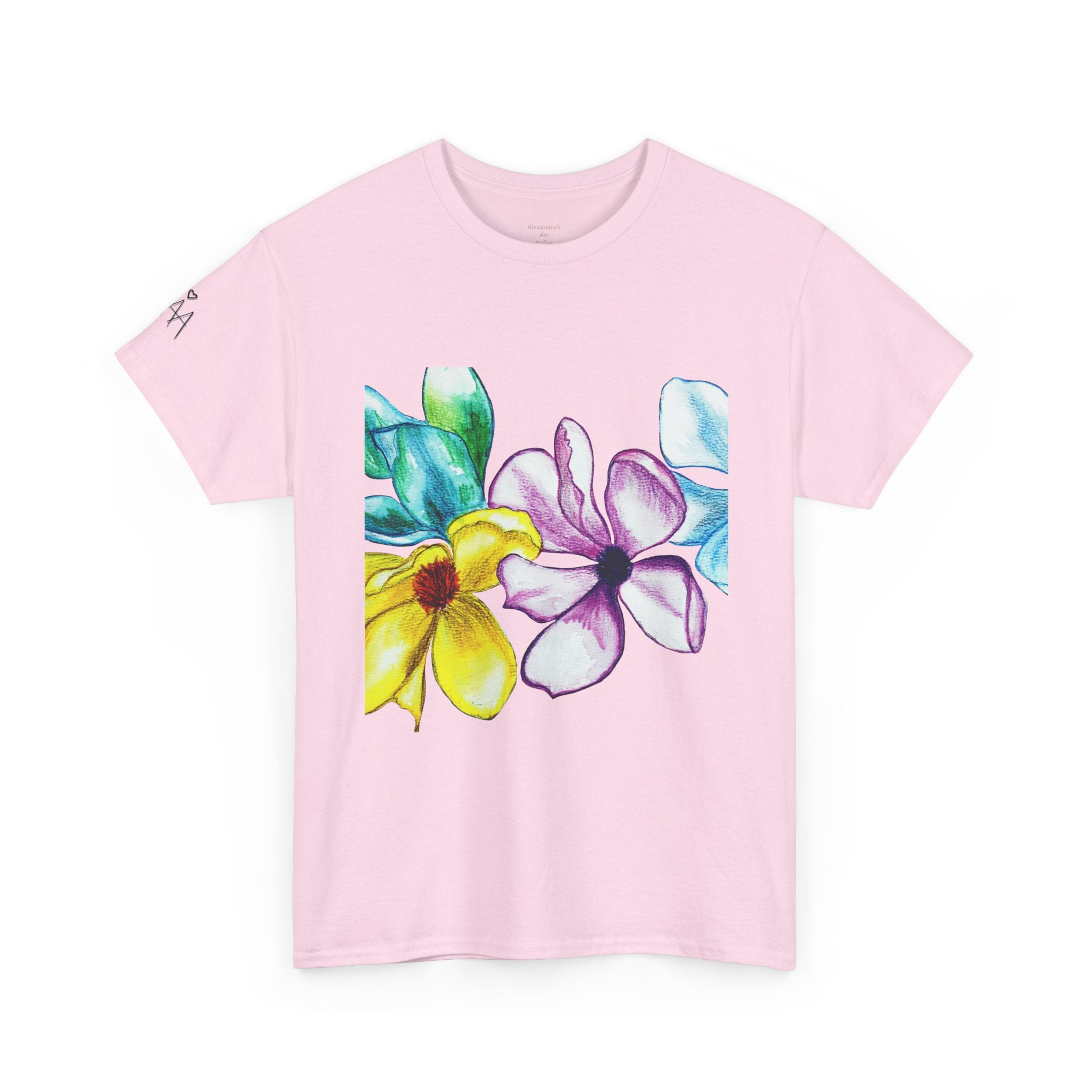 Watercolor Floral Art T-Shirt — Bright Real Flower Painting Tee
