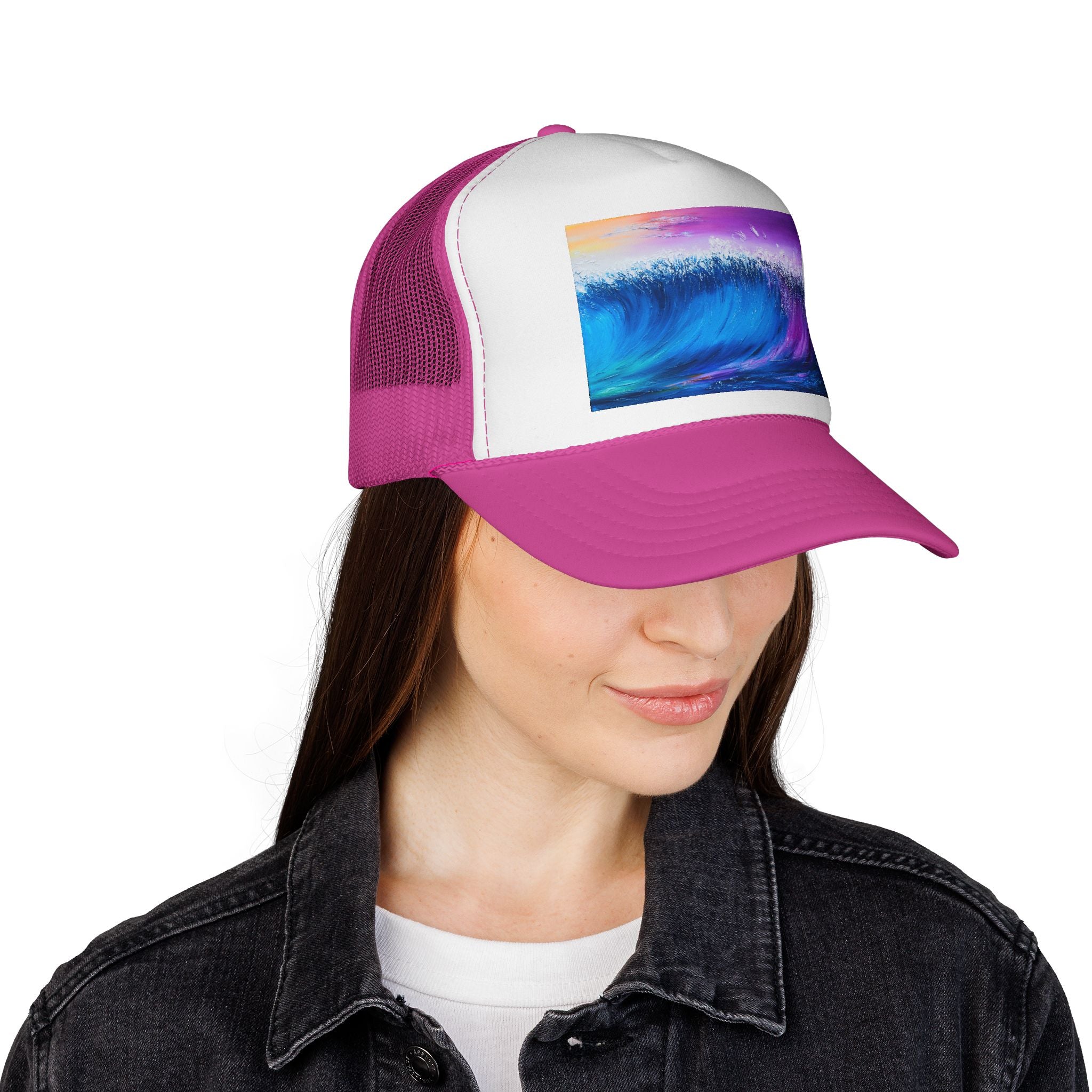 Ocean Wave Trucker Cap — Colorful Surf Art Mesh Hat