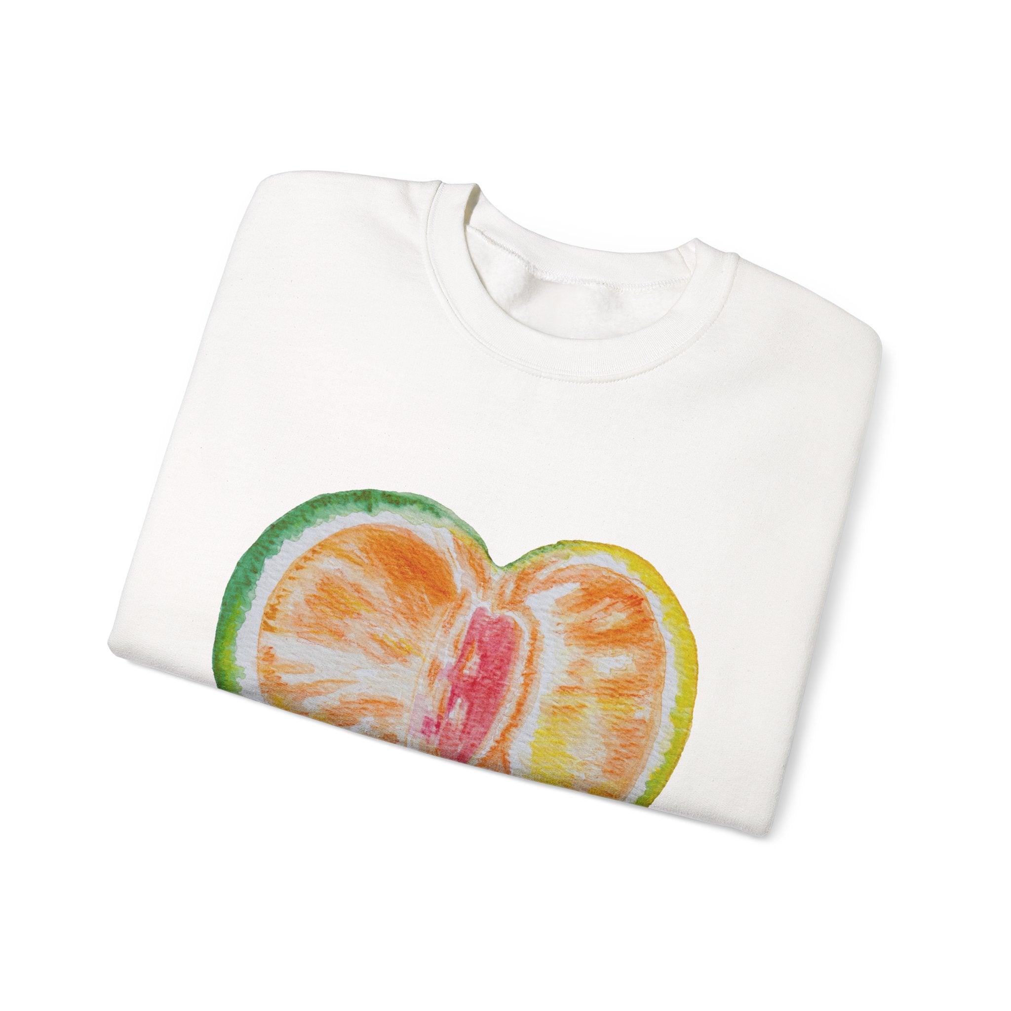 Unisex Handpainted Citrus Heart Crewneck Sweatshirt