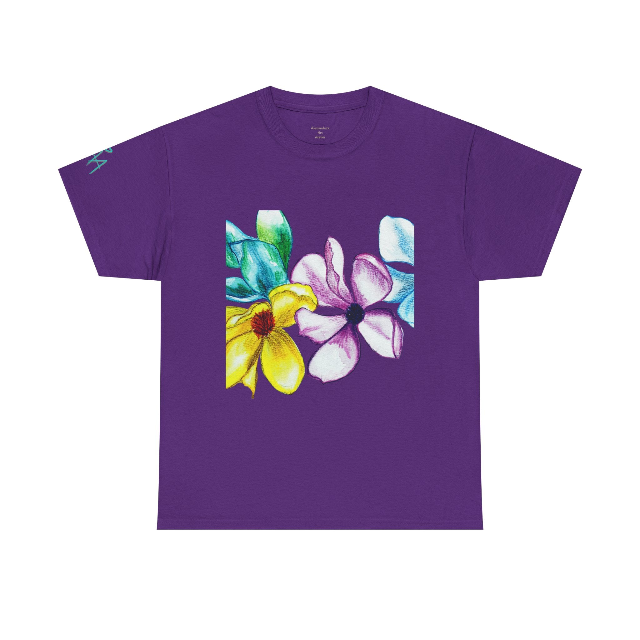 Watercolor Floral Art T-Shirt — Bright Real Flower Painting Tee
