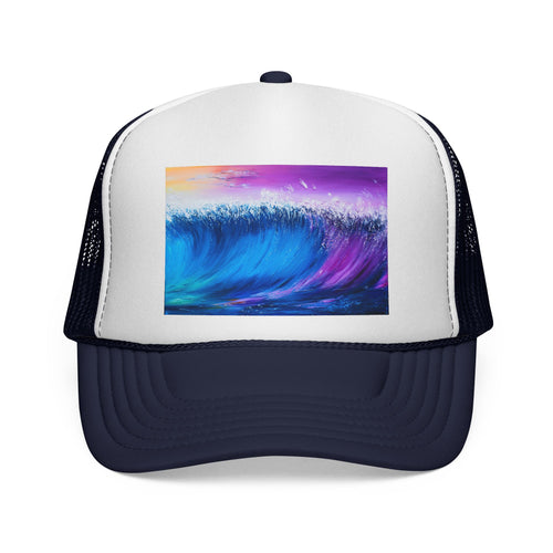 Ocean Wave Trucker Cap — Colorful Surf Art Mesh Hat