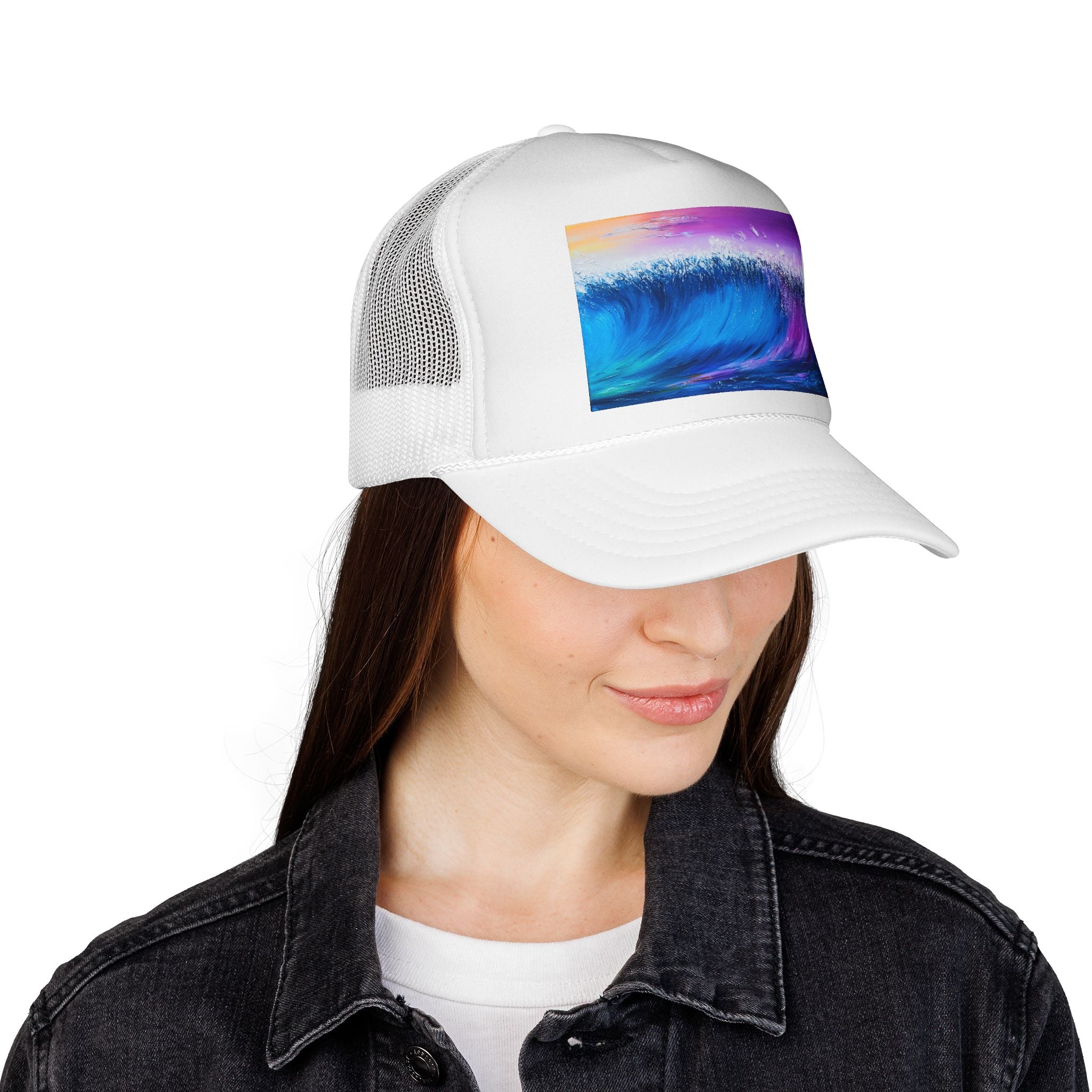 Ocean Wave Trucker Cap — Colorful Surf Art Mesh Hat
