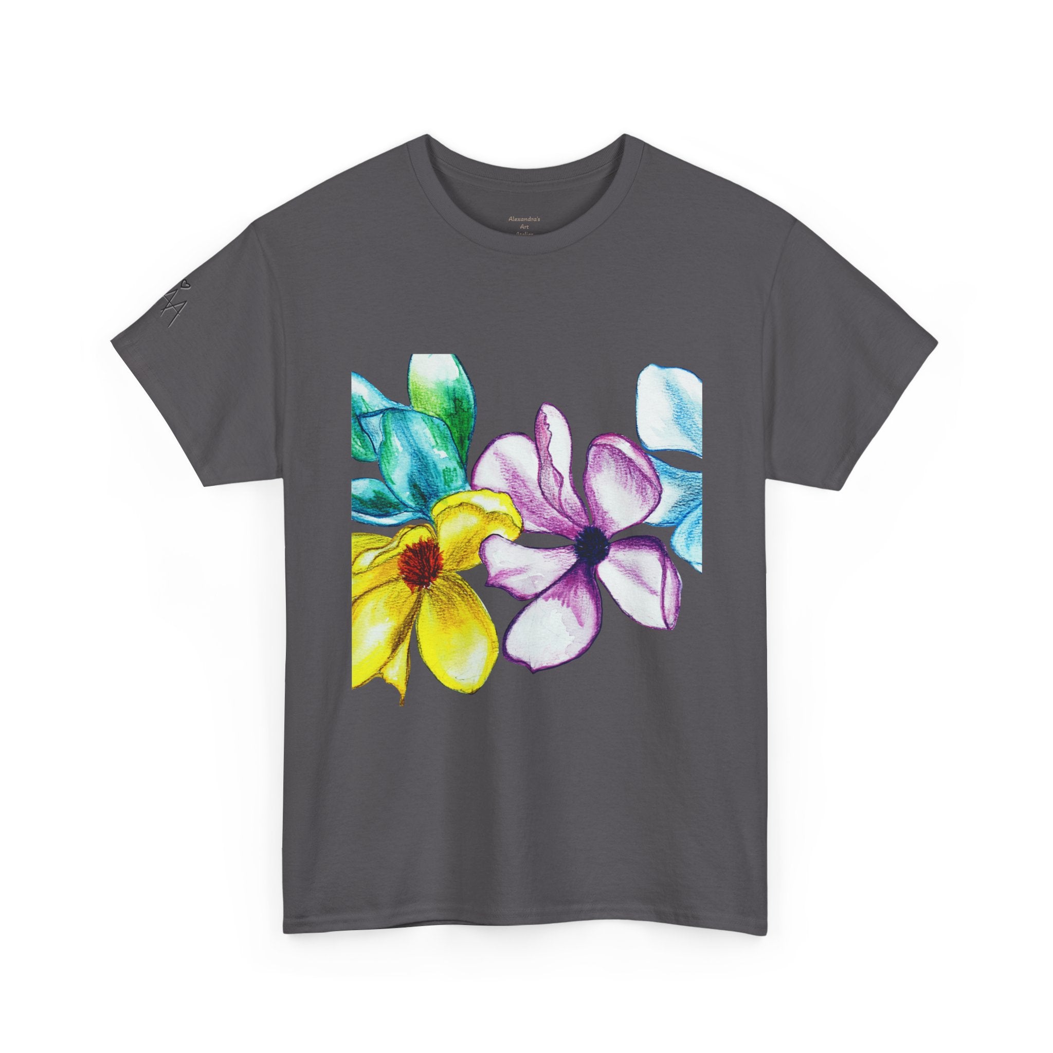 Watercolor Floral Art T-Shirt — Bright Real Flower Painting Tee