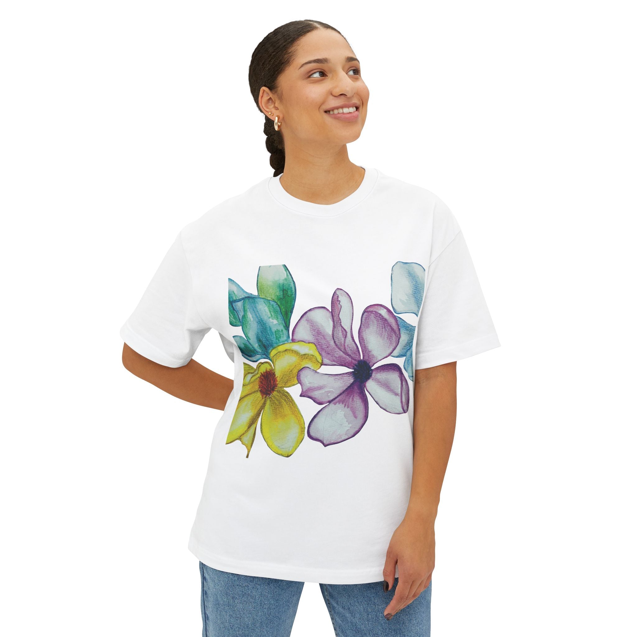 Hand-Painted Tropical Flowers T-Shirt | Floral Illustration Tee