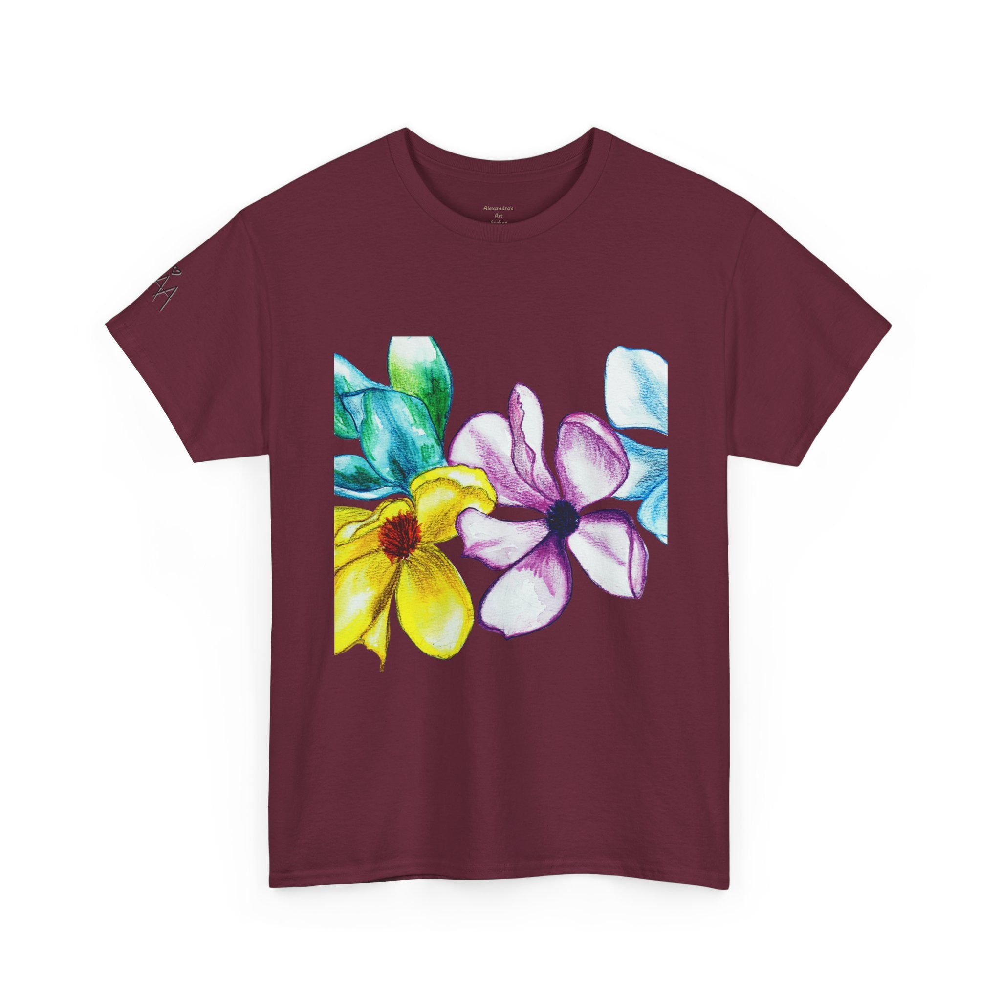 Watercolor Floral Art T-Shirt — Bright Real Flower Painting Tee