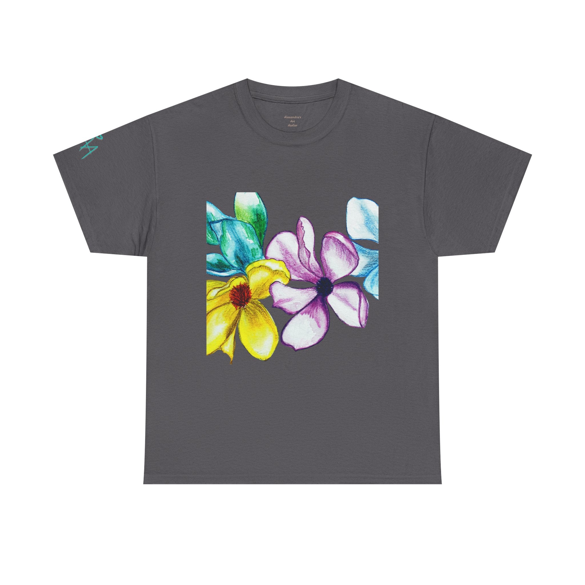 Watercolor Floral Art T-Shirt — Bright Real Flower Painting Tee