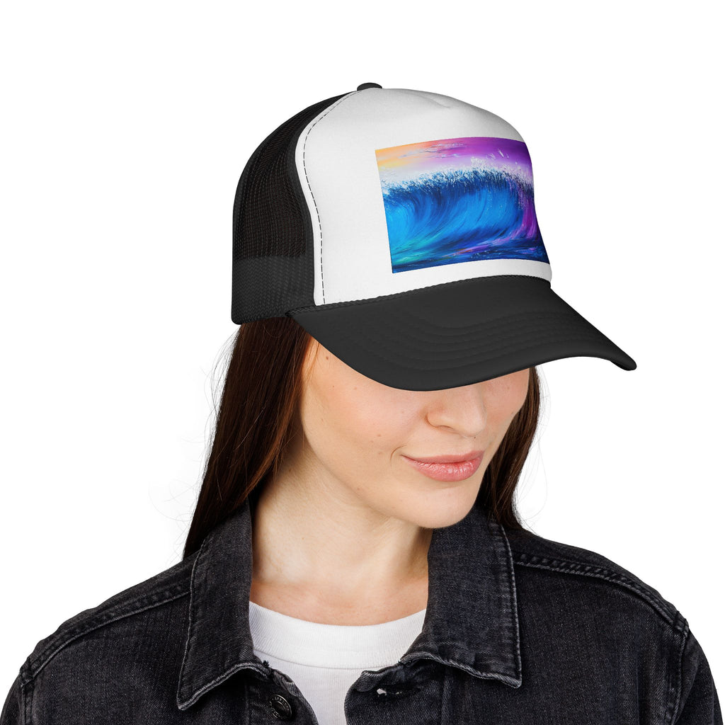 Ocean Wave Trucker Cap — Colorful Surf Art Mesh Hat