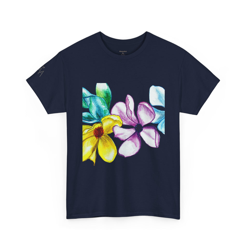 Watercolor Floral Art T-Shirt — Bright Real Flower Painting Tee