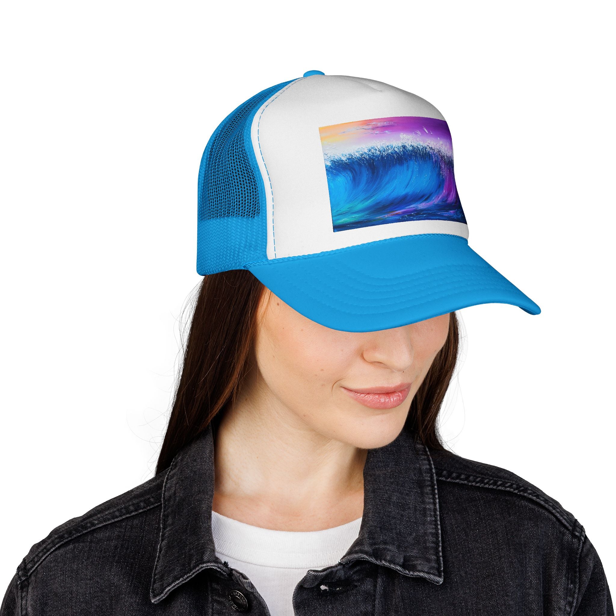 Ocean Wave Trucker Cap — Colorful Surf Art Mesh Hat