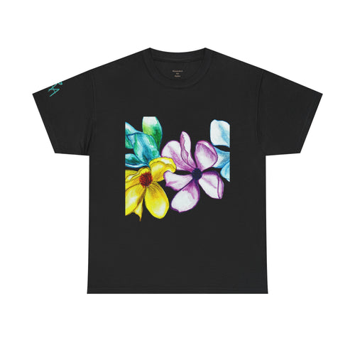 Watercolor Floral Art T-Shirt — Bright Real Flower Painting Tee
