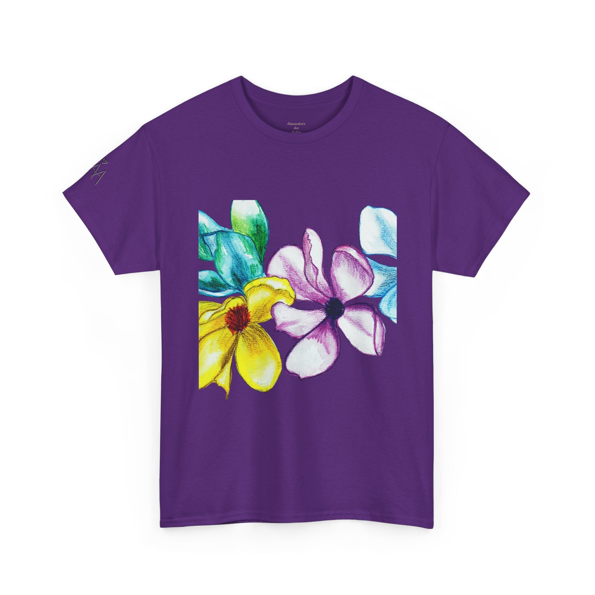 Watercolor Floral Art T-Shirt — Bright Real Flower Painting Tee