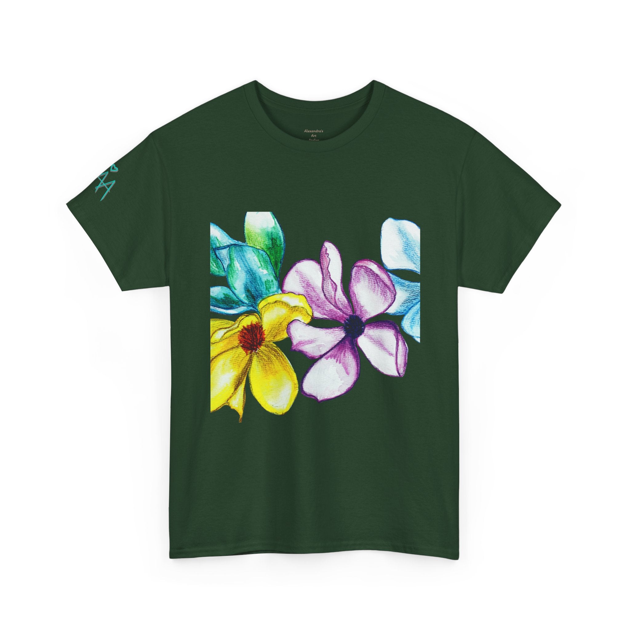 Watercolor Floral Art T-Shirt — Bright Real Flower Painting Tee